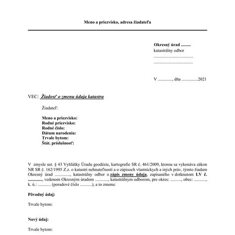 Zamestnanec oznamuje zmenu údajov
