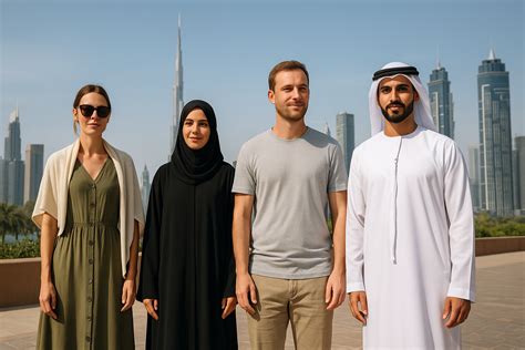 Žena v tradičnom abáji a muž v dishdashu v Dubaji