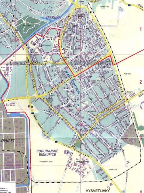 Mapa Martina s vyznačením mestskej časti Priekopa