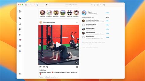 rozhranie instagramu na desktope