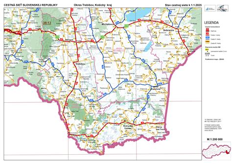 Mapa okresu Trebišov s vyznačenými mestami s klubmi seniorov