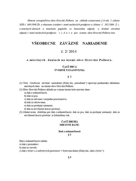 Miestne a regionálne samosprávy a ich VZN