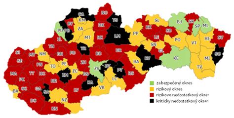 Mapa klasifikácie okresov SR podľa dostupnosti zdravotnej starostlivosti