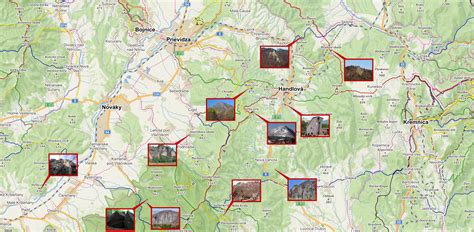 Mapa okolia Kolárova s vyznačenými atrakciami