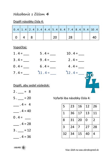 Pracovný list s úlohami na rozklad čísla
