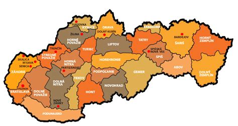 Mapa: Regiony s osobitnými podmienkami pre zápočet doby služby
