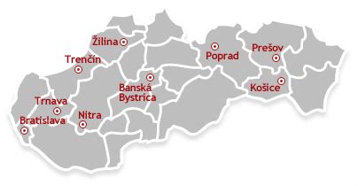 Mapa Slovenska s umiestnením Hniezd záchrany