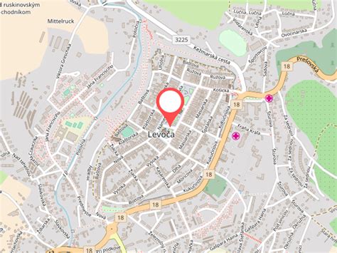 Mapa mesta Levoča s vyznačeným Námestím Majstra Pavla