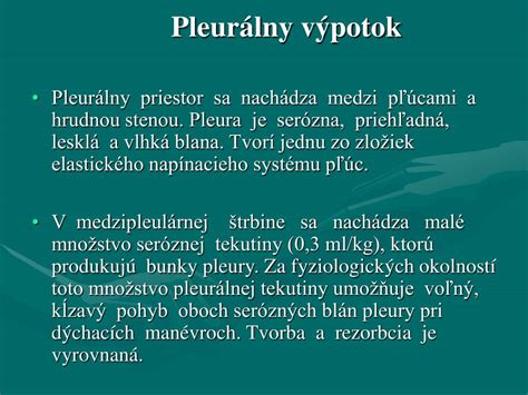 Pleurálny výpotok - štruktúra pľúc a pleurálneho priestoru