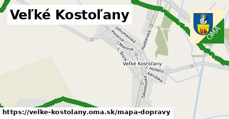 Mapa obce Veľké Kostoľany s vyznačením občianskej vybavenosti