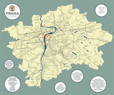 Mapa Prahy s vyznačenými oblasťami s vysokým dopytom po sezónnych brigádach