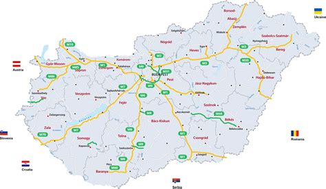 Mapa spoplatnených ciest v Maďarsku
