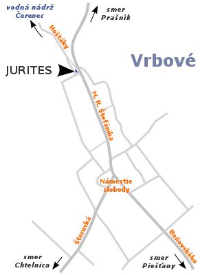 Mapa: Vrbové a okolie