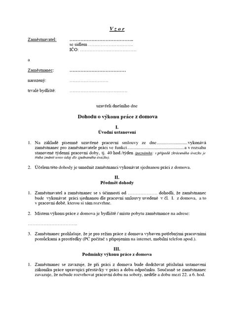 Schéma právnych aspektov práce z domu