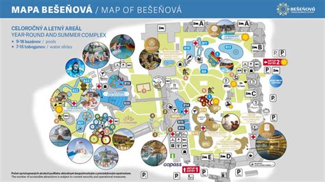 Mapa termálneho parku Bešeňová s vyznačenými atrakciami