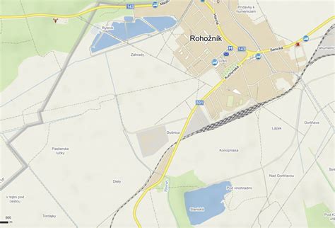 Mapa obce Rohožník s vyznačenými obytnými zónami