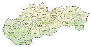 Mapa školiacich miest na Slovensku