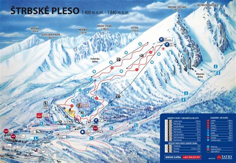 Mapa lyžiarskeho strediska Fričkovce so zjazdovkami a vlekmi
