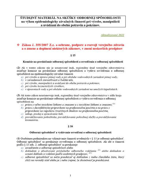 Zoznam predmetov skúšky odbornej spôsobilosti