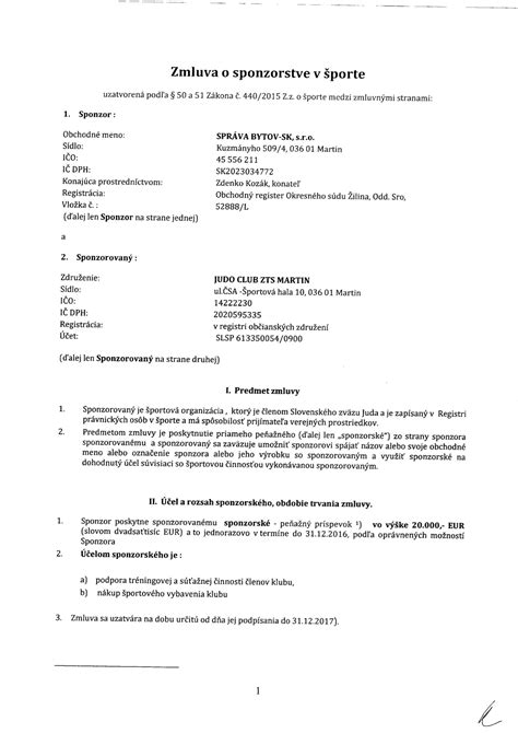 Zmluva o sponzorstve v športe