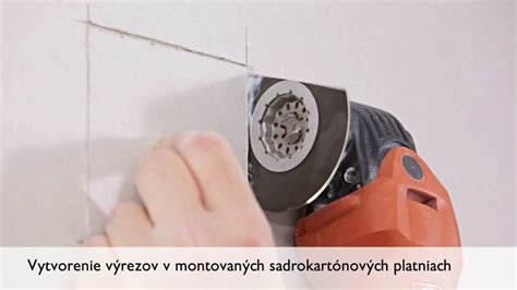 vyrezávanie otvoru pre zásuvku do sadrokartónu pomocou multitoolu