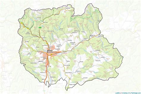 Mapa Banskej Bystrice so zvýraznenými jedálňami a školami