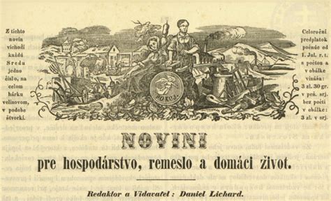 Historická titulná strana Novín pre hospodárstvo, remeslo a domáci život