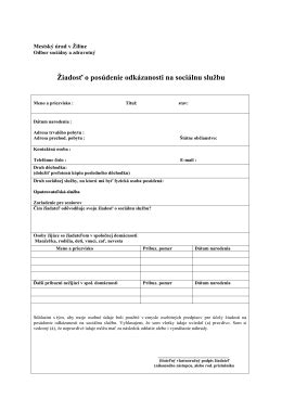 Formulár žiadosti o posúdenie odkázanosti na sociálnu službu