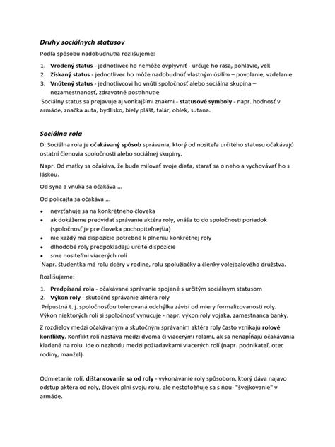 Hierarchia sociálnych statusov v spoločnosti