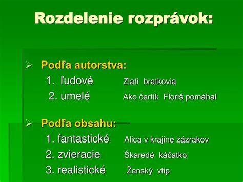 rozdelenie rozprávok
