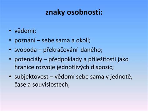 Znaky osobnosti