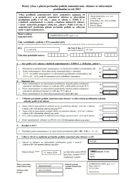 Graf znázorňujúci povinný podiel zamestnávania osôb so zdravotným postihnutím u zamestnávateľov