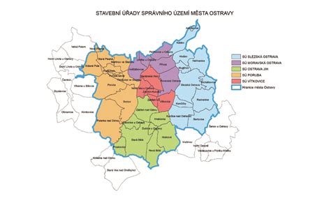 Mapa Ostravy s vyznačenými priemyselnými zónami