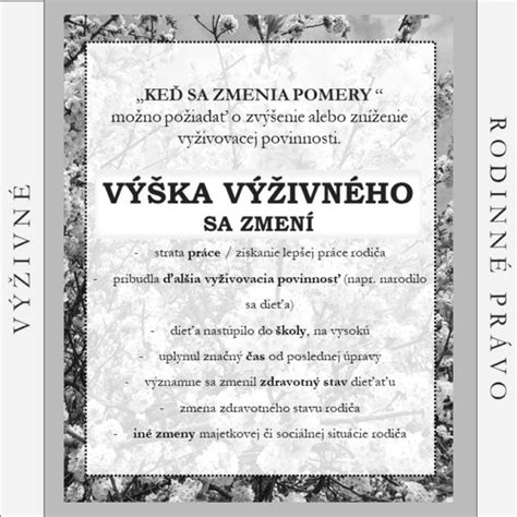 Zmena pomerov vo veci výživného