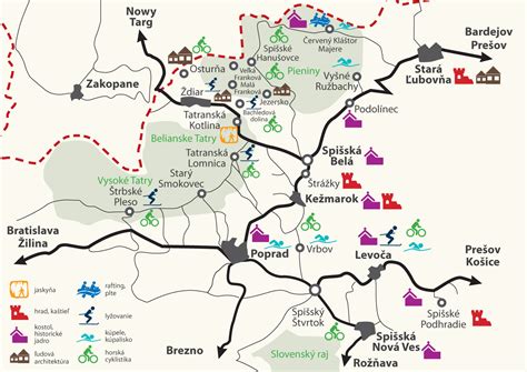 Mapa turistických atrakcií v okolí Kežmarku