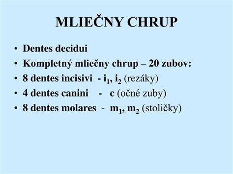 Štruktúra mliečneho chrupu dieťaťa