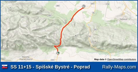 Mapa regiónu Spišské Bystré s vyznačenými zariadeniami pre seniorov